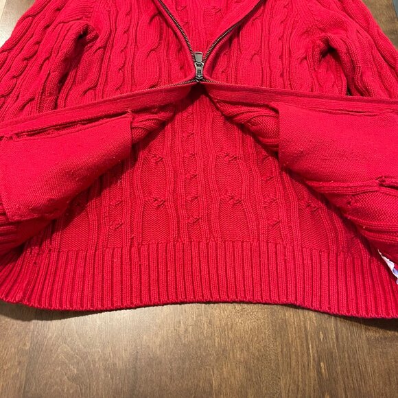 Eddie Bauer Cable Knit Cardigan Sweater Women's Size Medium Full Zip Cotton Wool - Picture 6 of 14